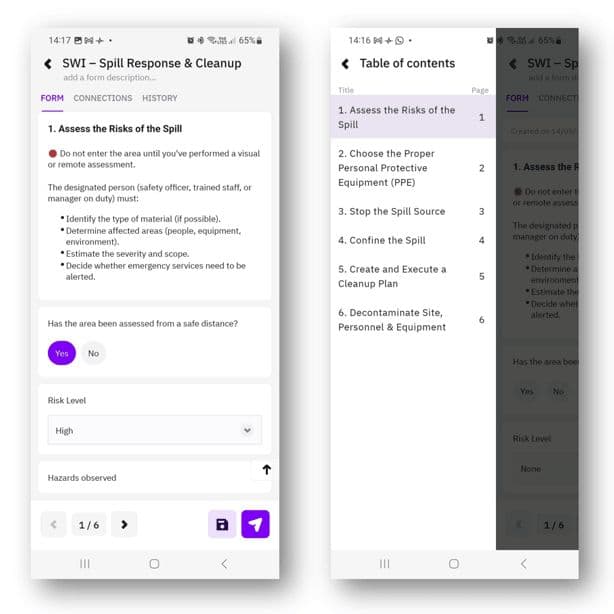 Work Instructions - Hero Tekmon mobile app demonstrating work instructions.